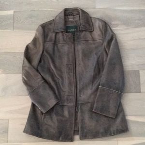 Danier brown leather 3/4 jacket, size large